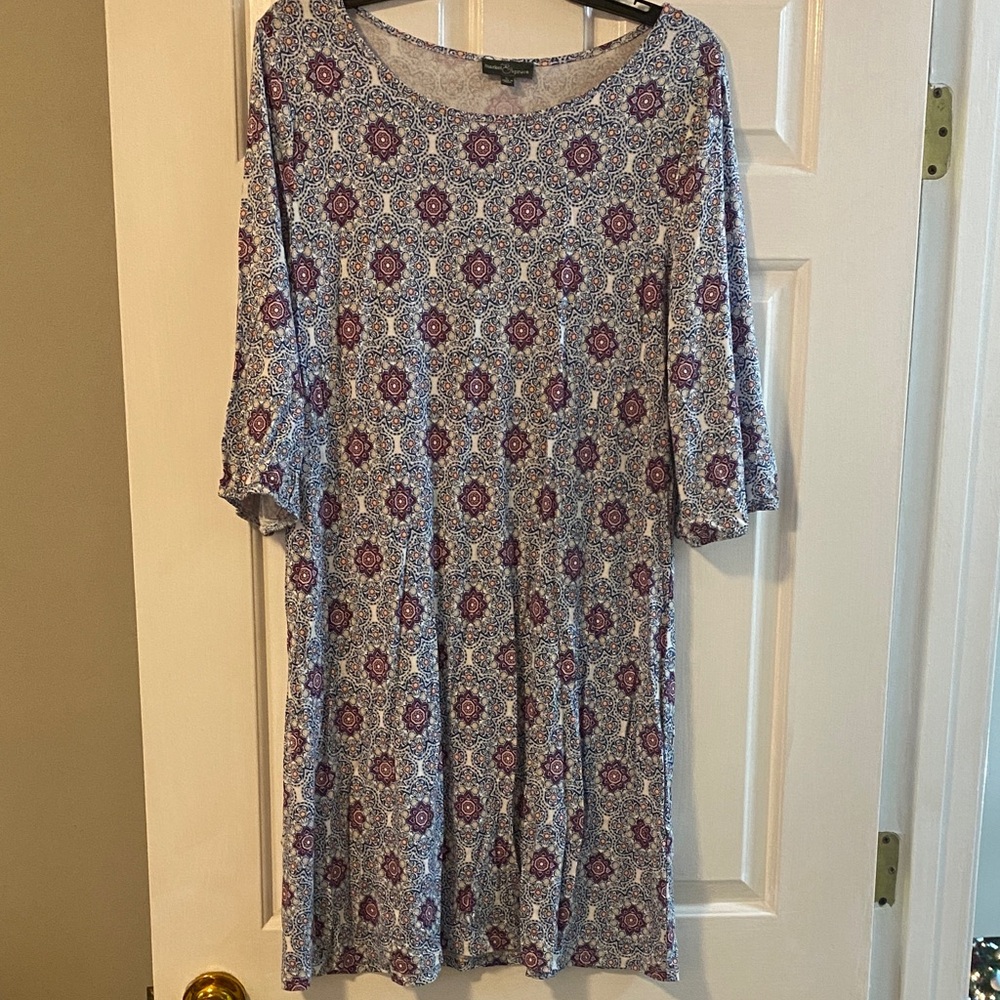 Market & Spruce Floral Long Sleeve Dress - Blue and Purple